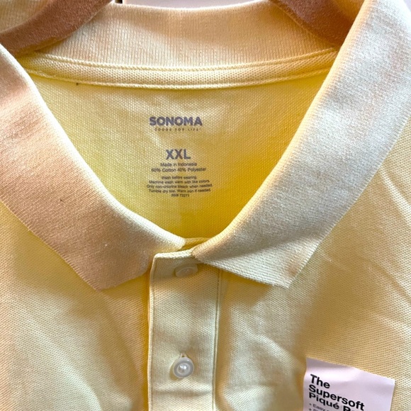 Sonoma Polo Men's XXL Yellow cotton Short Sleeve Collared Solid Basic Shirt - Picture 2 of 6